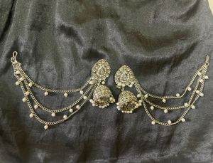 Earrings with Hair Chain