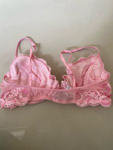 Pink Lace Balconette Bra