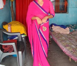 Beautiful Pink Saree with Blue Border