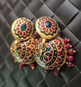 Meenakari Traditional Jhumka Earrings - Unused