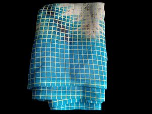 used Stylish Blue &amp; Yellow Checkered saree
