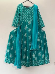 Teal Anarkali Kurta with Dupatta