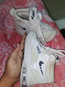 White Lace-Up "HIKE" Sneakers
