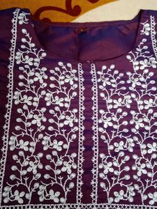 Embroidered Purple Silk kurti