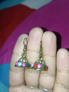 Boho Jhumka Earrings with Colorful Beads
