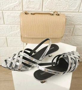 Silver Strappy Kitten Heels