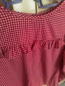 Red Gingham Ruffled Top