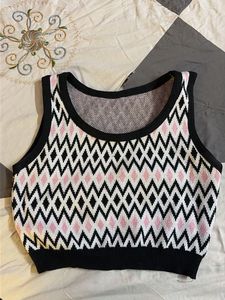 Geometric Pattern Knit Tank Top
