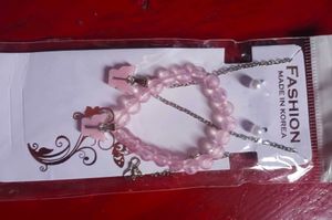 Pink Beaded Bracelet &amp; Earring Set