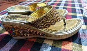 Elegant Gold Embellished Flat Sandals