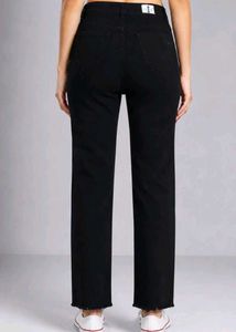 Black cotton denim blend jeans