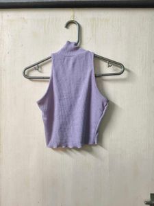 Lilac Cropped Turtleneck Top