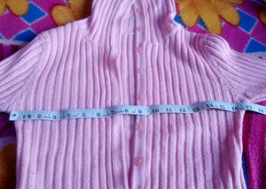 Pink Ribbed Turtleneck Sweater