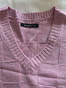 Pink Checkered V-Neck Sweater Vest