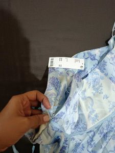 Blue Floral Print Mini Skirt