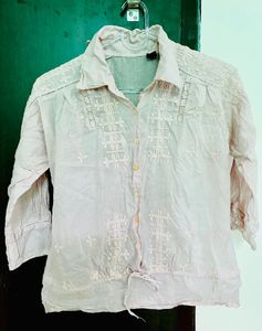 Light Pink Embroidered Shirt Top