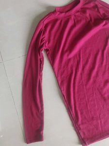 Pink Mock Neck Long Sleeve Top