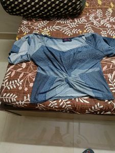 Stylish Blue Striped Off-Shoulder Top