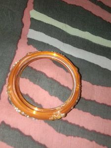 Elegant Orange Bangles with Rhinestones