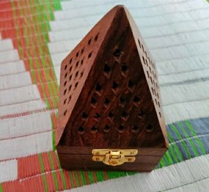 Pyramid Shape Wooden Incense Box