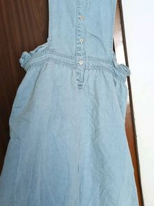 Light Wash Denim Pinafore Dress