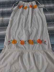 Embroidered White Ethnic Gown