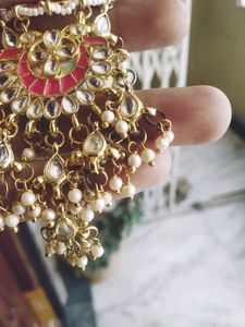 Kundan Pink Very Big Jumkas
