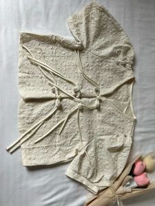 Cream Textured Tie-Up Top