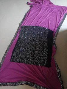 Elegant Purple Saree with Sequins