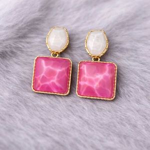Pink &amp; White Statement Earrings