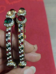 Elegant Stone-Studded Bangle Set