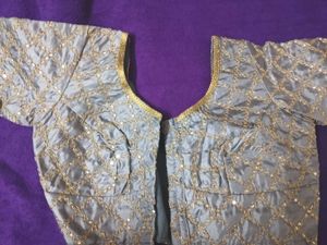 Elegant Grey Embroidered Blouse