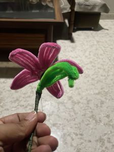 Pink Pipe Cleaner Flower Hair Clip
