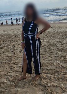 Stylish Black Jumpsuit with White Stripes