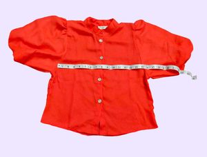 Chic Red Puff Sleeve Cropped Top