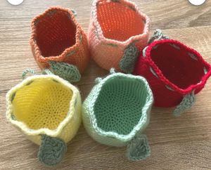 handmade crochet drawstring bag / crochet pouch