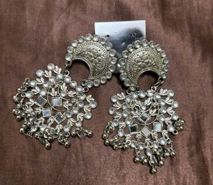 Silver Tone oxidised Earrings Set