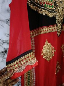 Heavy Golden Embroidery Red Designer Afgani Style