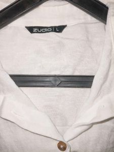 Zudio White Crop Button Shirt | Minimal Casual Top