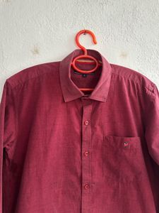 Men's Classic Maroon Button-Up Shirt