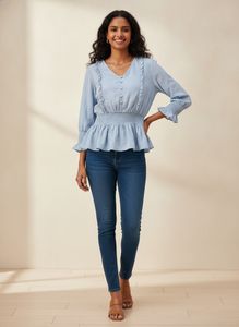 Cute Blue Peplum Top 🩵