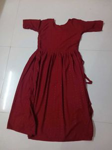 Elegant Red Kurta with Gold Dots