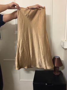 Satin Gold Midi Skirt
