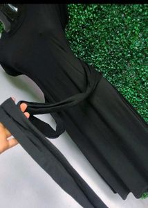 Black Tie Waist Midi Dress..