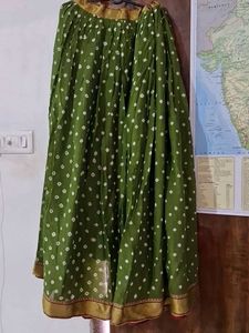 Green Bandhani Ethnic Skirt