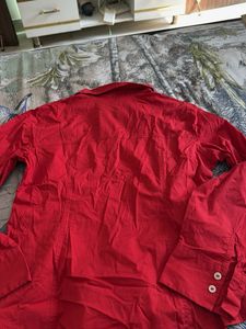 Vibrant Red Button-Up Shirt