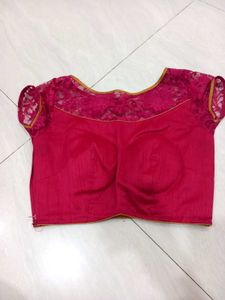 Elegant Pink Lace Saree Blouse