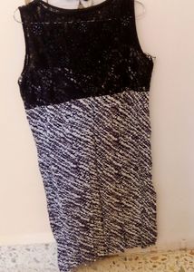 AND Frock Black N White Midi, Knee Length