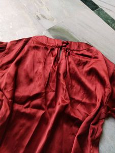 Elegant Rust Satin Blouse
