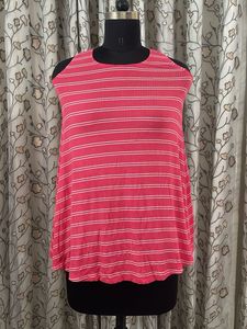 Pink Striped Sleeveless Top